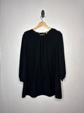 Burberry Brit Black Cotton Button Shoulder Peplum Hem Blouse Size large Comes
